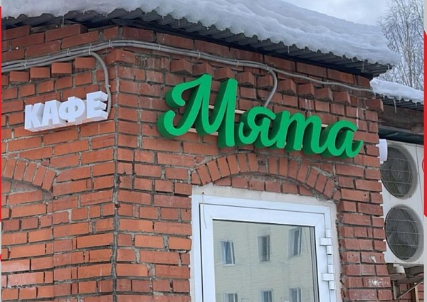 Изготовление и монтаж световой вывески для кафе "Мята", Карпинск