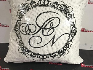 Подушка с пайетками с нанесением изображения