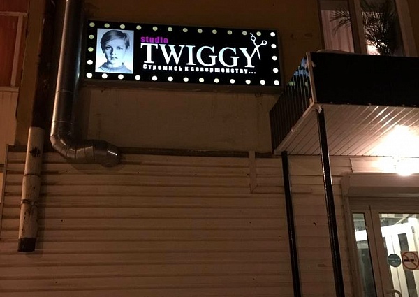 Изготовление и монтаж лицевой части вывески для студии TWIGGY  г.Североуральск