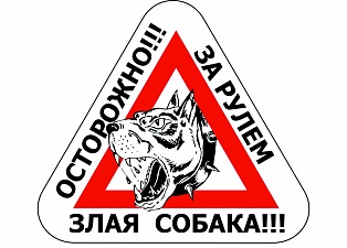 Наклейка на авто "Осторожно за рулем злая собака"